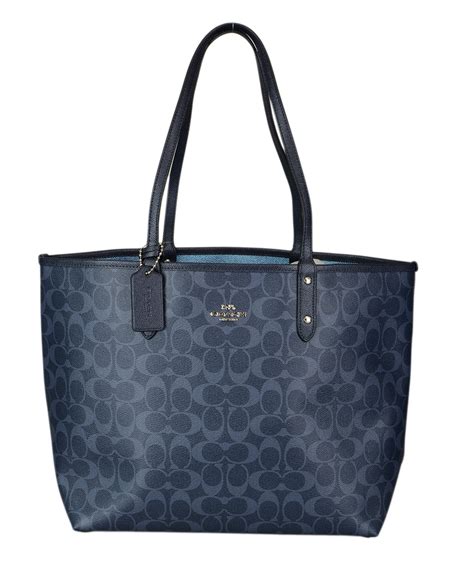 coach reversible tote blue